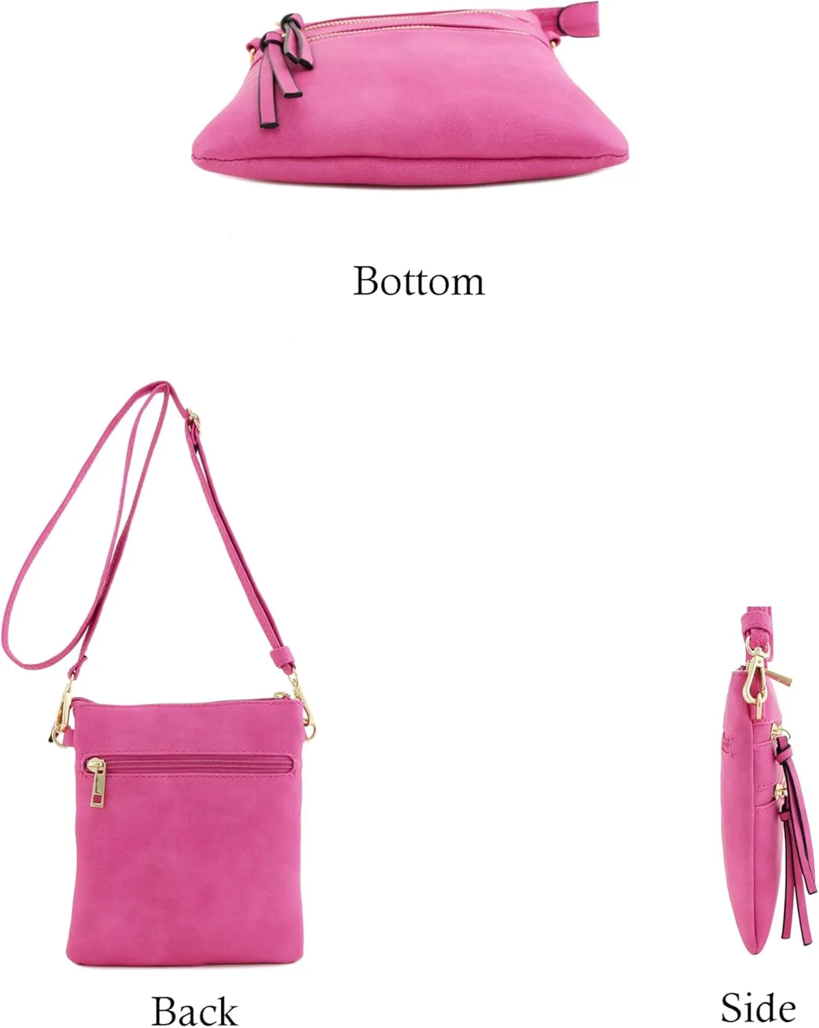 Small Lightweight Shoulder Bag for Women, Mini Multi Zipper Pocket Crossbody Handbag with Adjustable strap