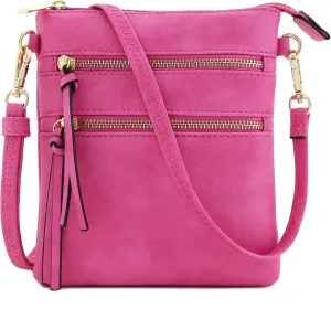 Small Lightweight Shoulder Bag for Women, Mini Multi Zipper Pocket Crossbody Handbag with Adjustable strap