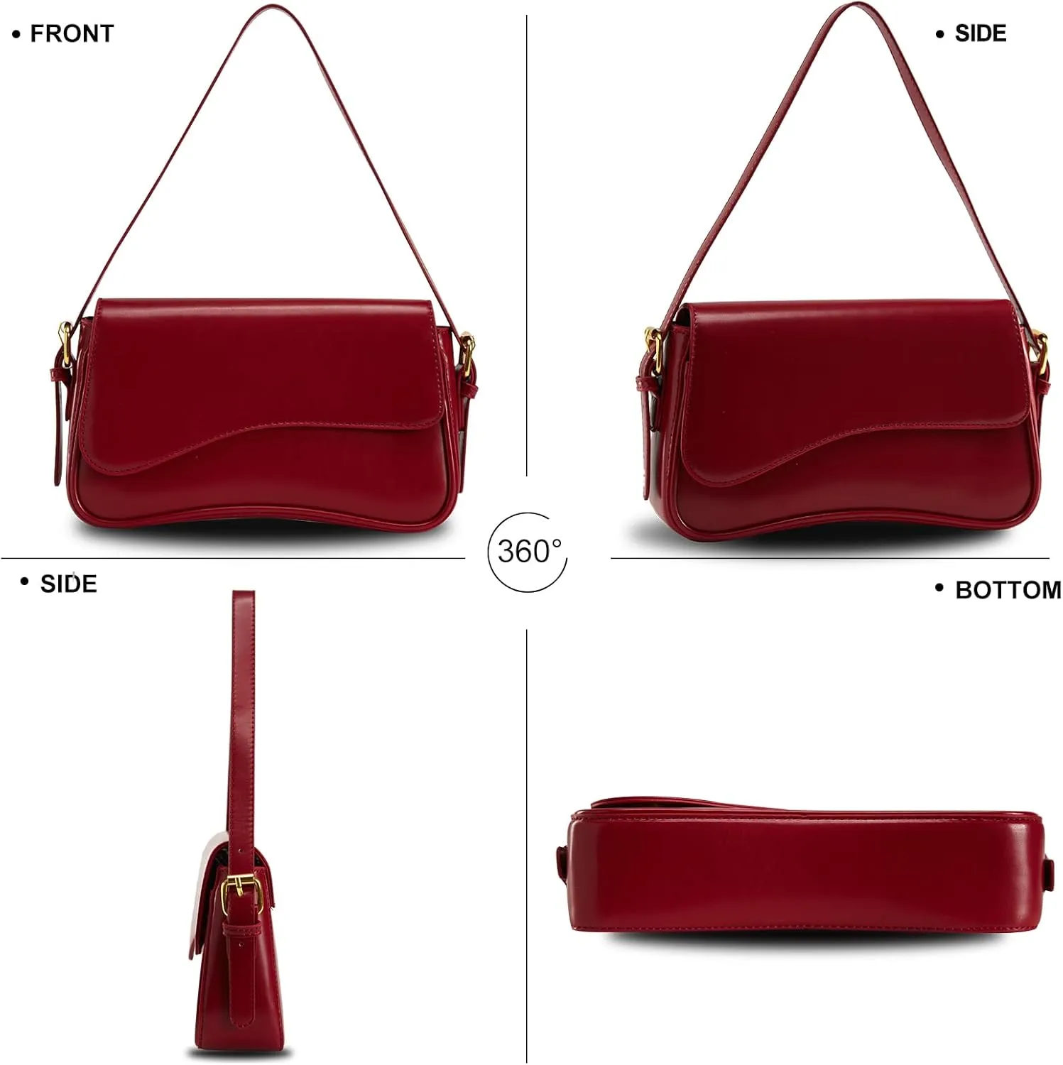 Small Shoulder Bags,Crossbody Purses for Women Vegan Leather Handbag Clutch Hobo Purse with 2 Removable Straps