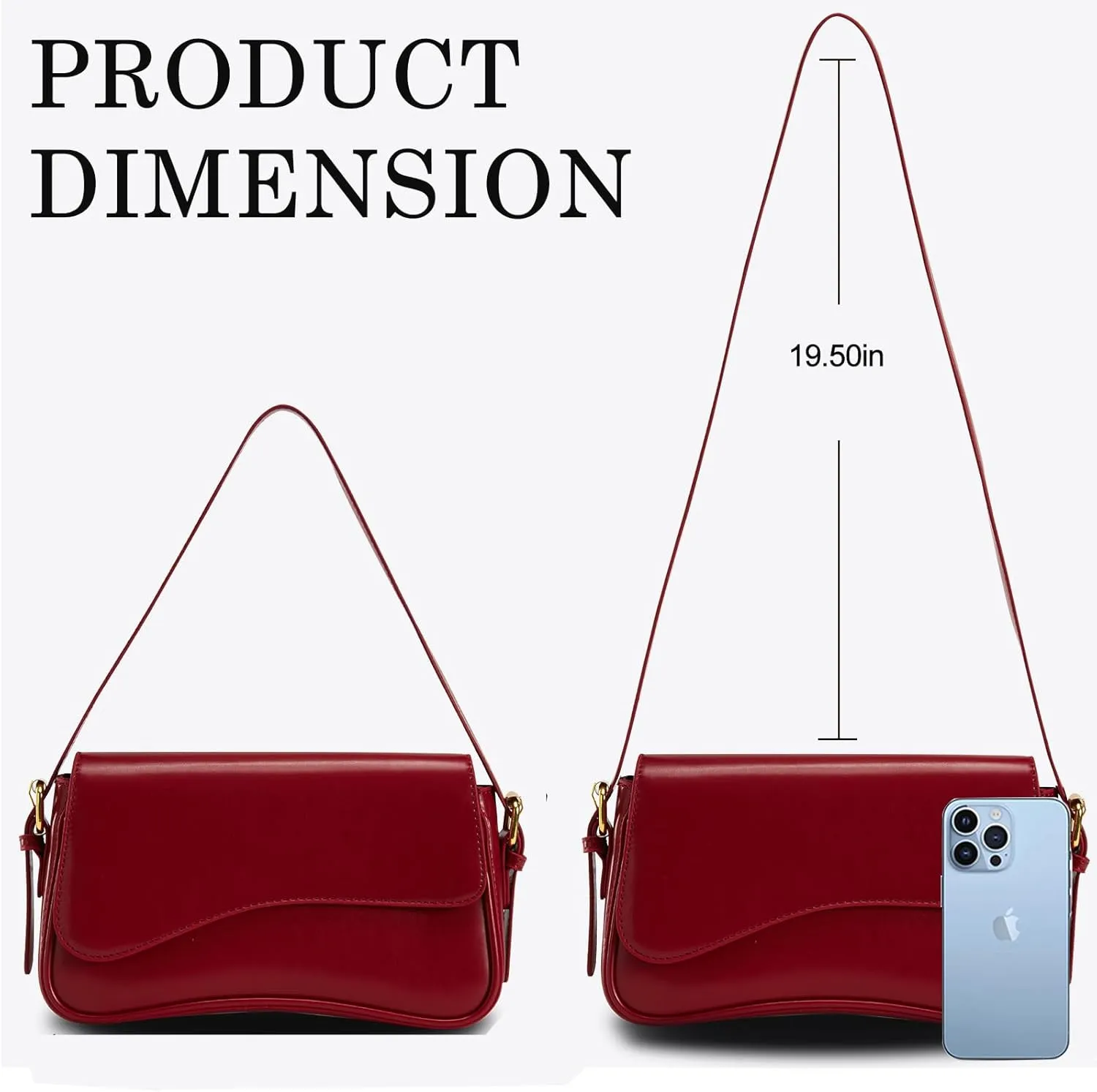 Small Shoulder Bags,Crossbody Purses for Women Vegan Leather Handbag Clutch Hobo Purse with 2 Removable Straps