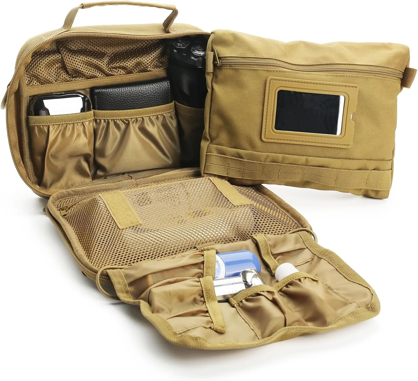 SMONT Tactical Toiletry Bag for Men, 9.5" Hanging Dopp Kit Shaving Hygiene Bag for Traveling Bathroom
