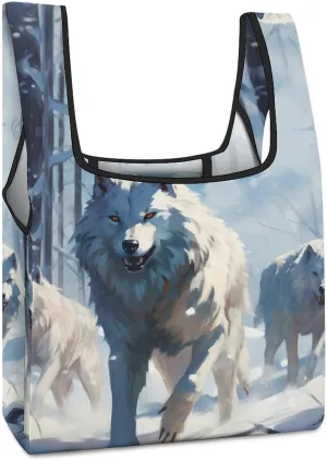 Snows Wolves Reusable Grocery Bag Foldable Shopping Tote Bags With Handle Portable Handbag