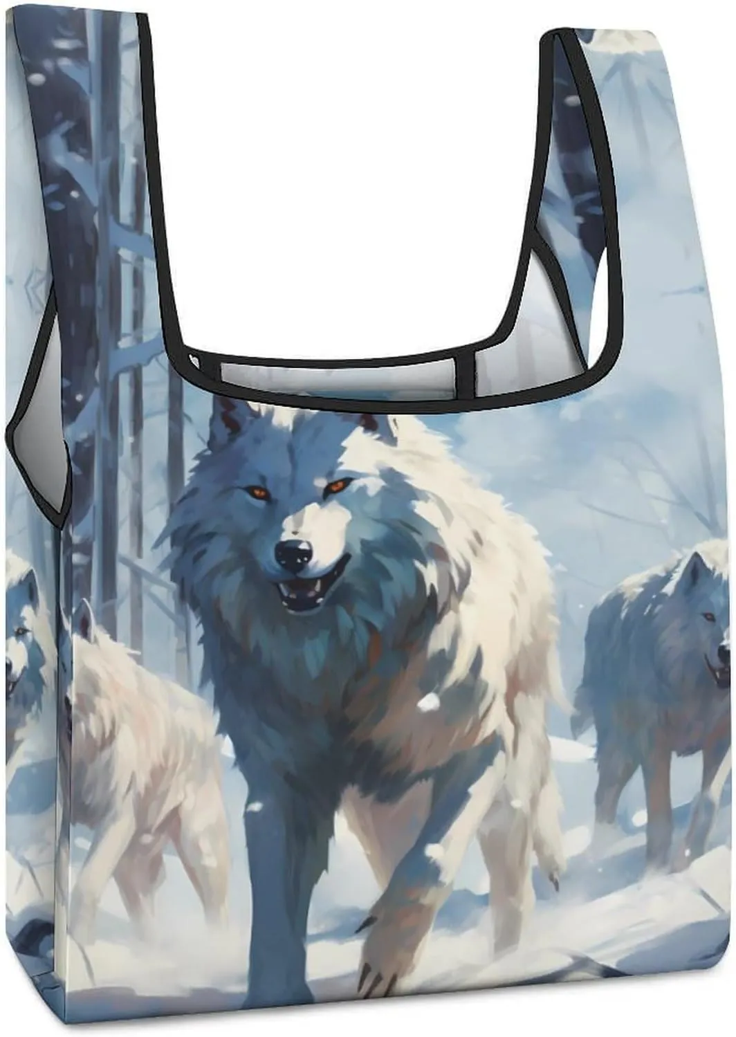 Snows Wolves Reusable Grocery Bag Foldable Shopping Tote Bags With Handle Portable Handbag