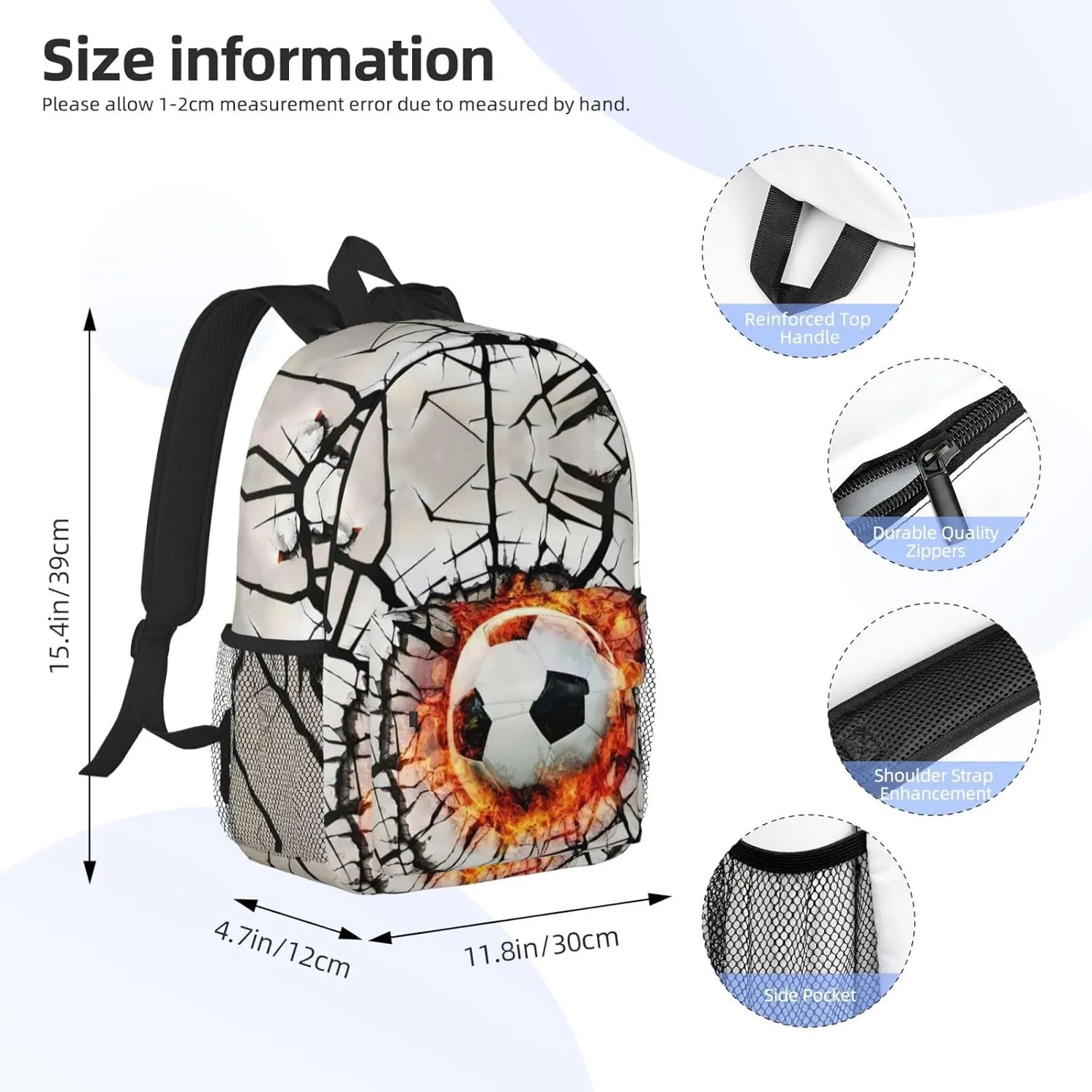 Soccer Ball Backpack for Boys Kids Teens Man Sports School Bags Middle School Bookbags Casual Student Daypack Gifts Lightweight Waterproof Travel Backpack 15inch