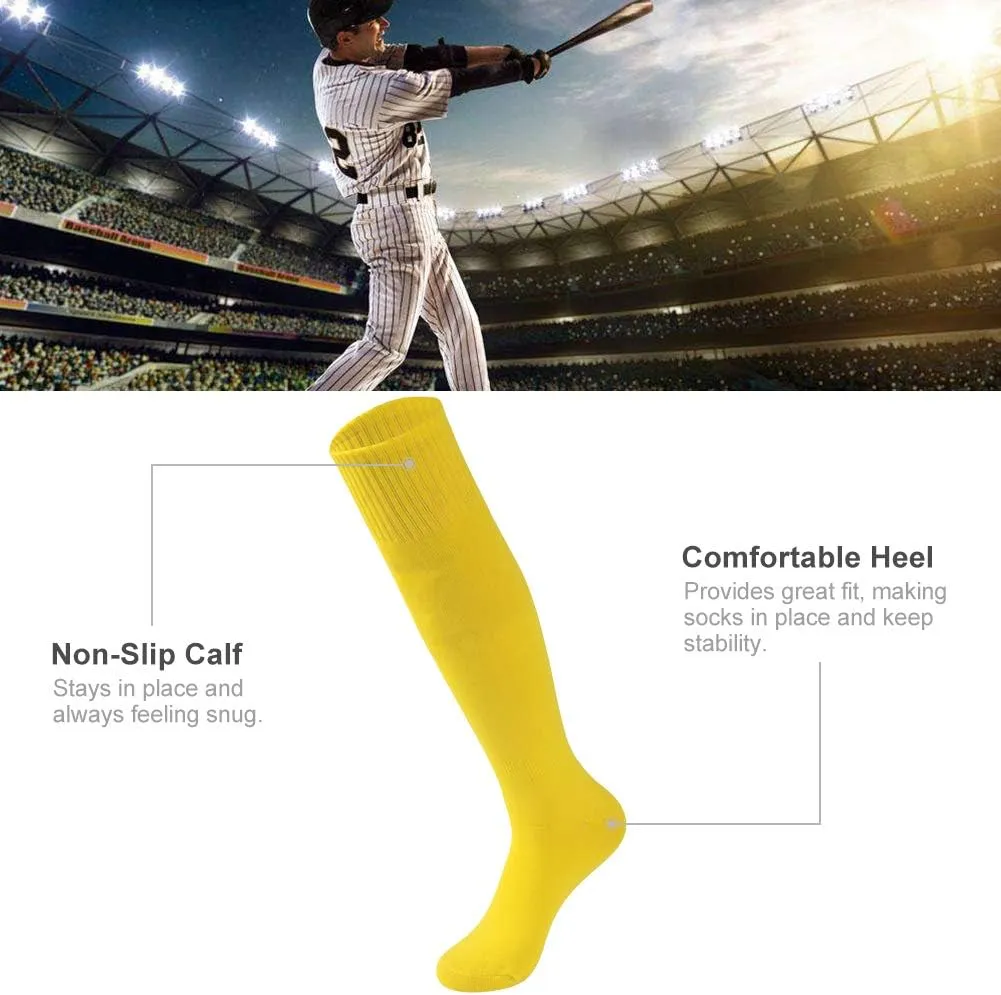 Soccer Baseball Softball Socks,Three street Unisex Knee High Solid Sport Tube Compression Football Socks 2-10 Pairs