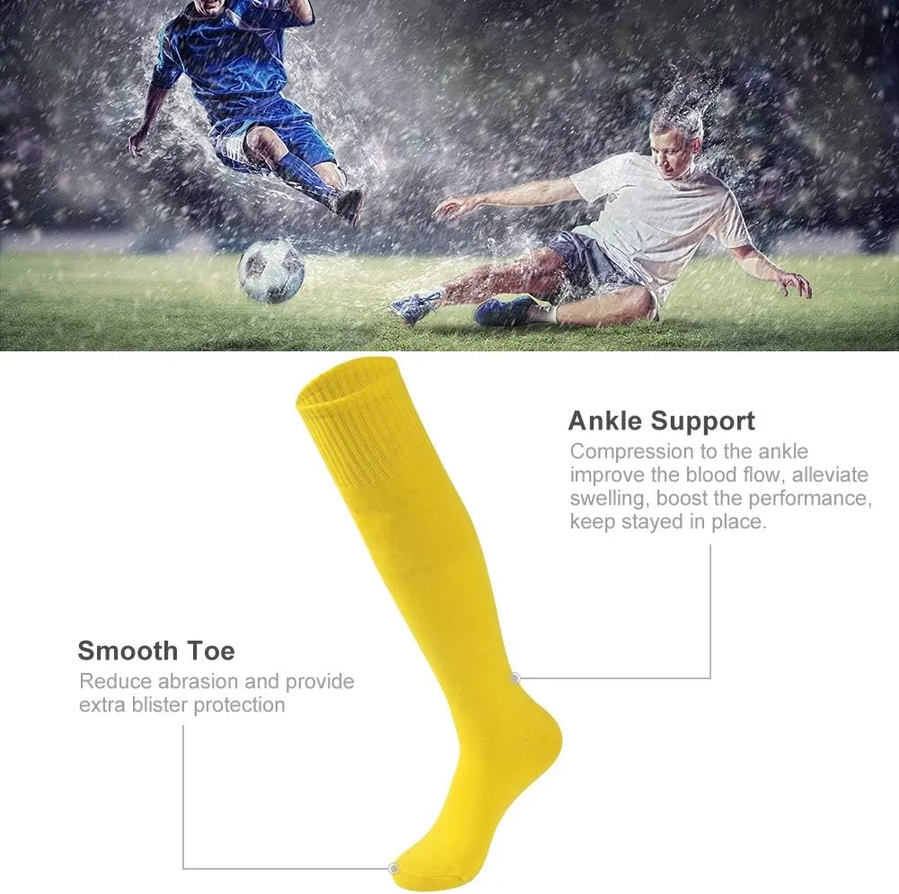 Soccer Baseball Softball Socks,Three street Unisex Knee High Solid Sport Tube Compression Football Socks 2-10 Pairs