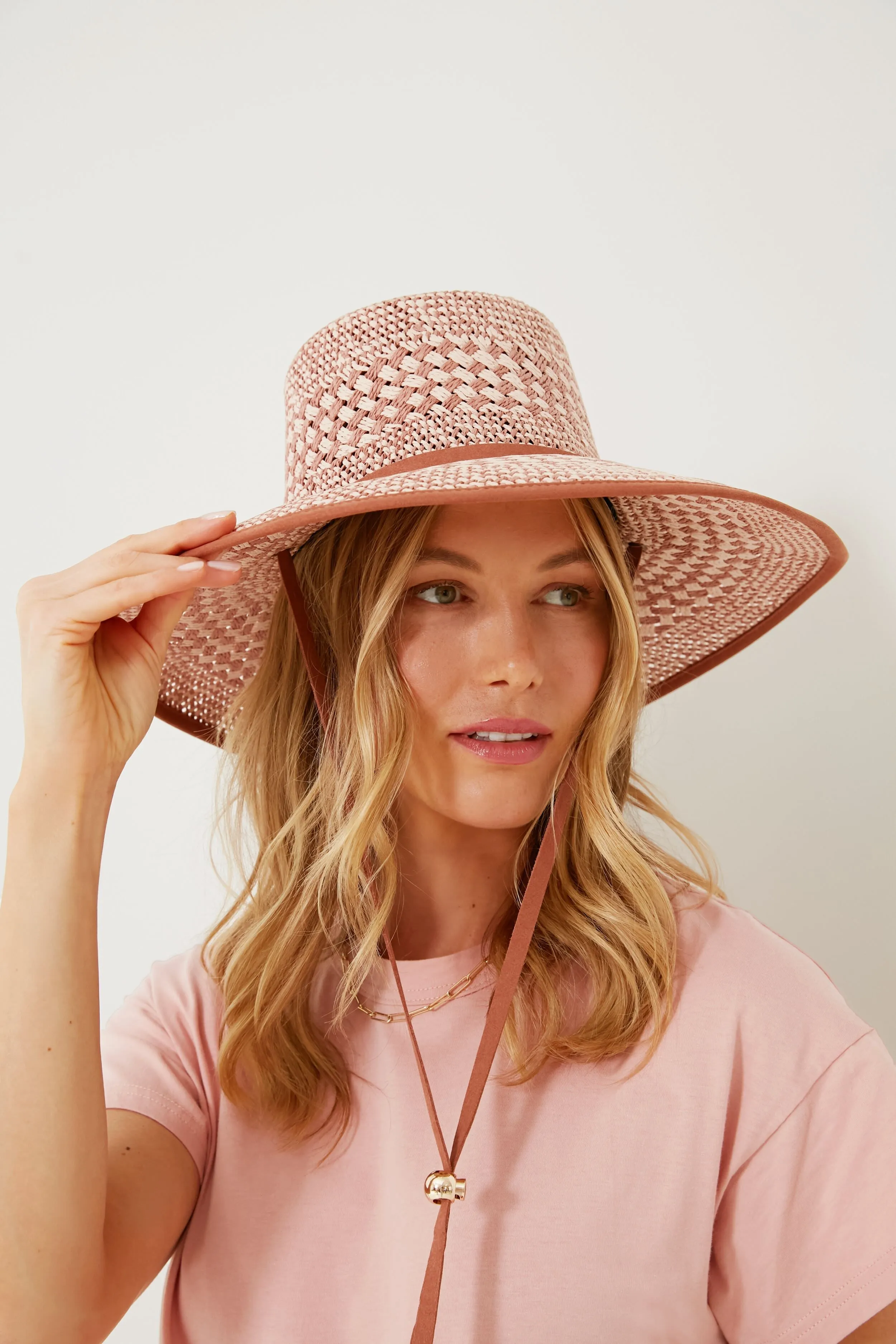 Soft Sunset Brielle Checkered Straw Hat