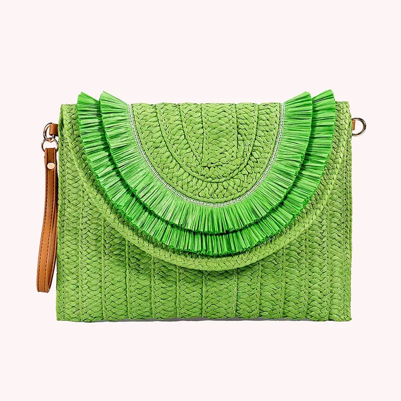 SOLEI WOVEN TASSEL CLUTCH