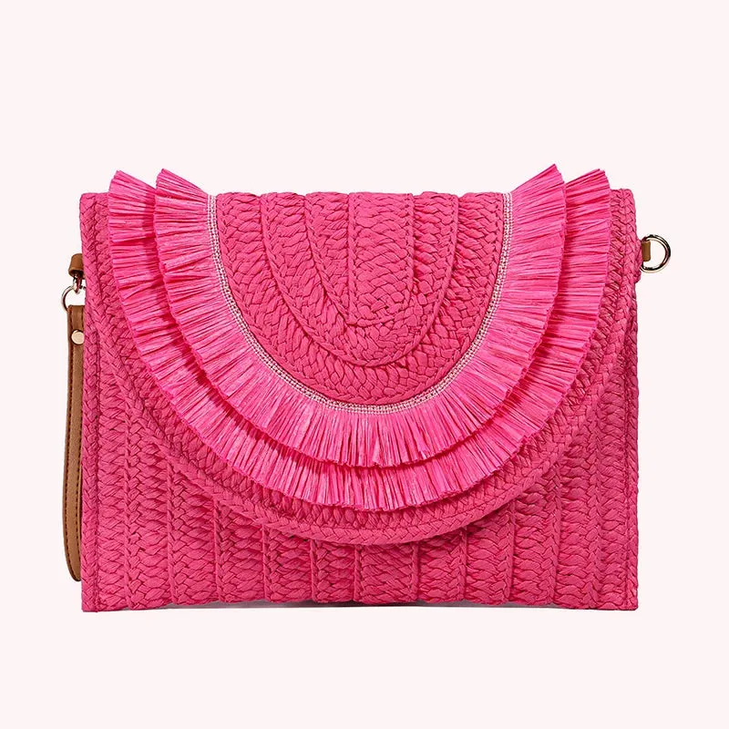 SOLEI WOVEN TASSEL CLUTCH