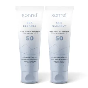 Sonrei Sea Clearly Premium SPF 50 Clear Face and Body Organoshield Sunscreen Gel | UVA, UVB & Antioxidant Enriched, UV Protection, Vegan, GMO & Gluten Free - (6.80 Fl Oz (Pack of 2)