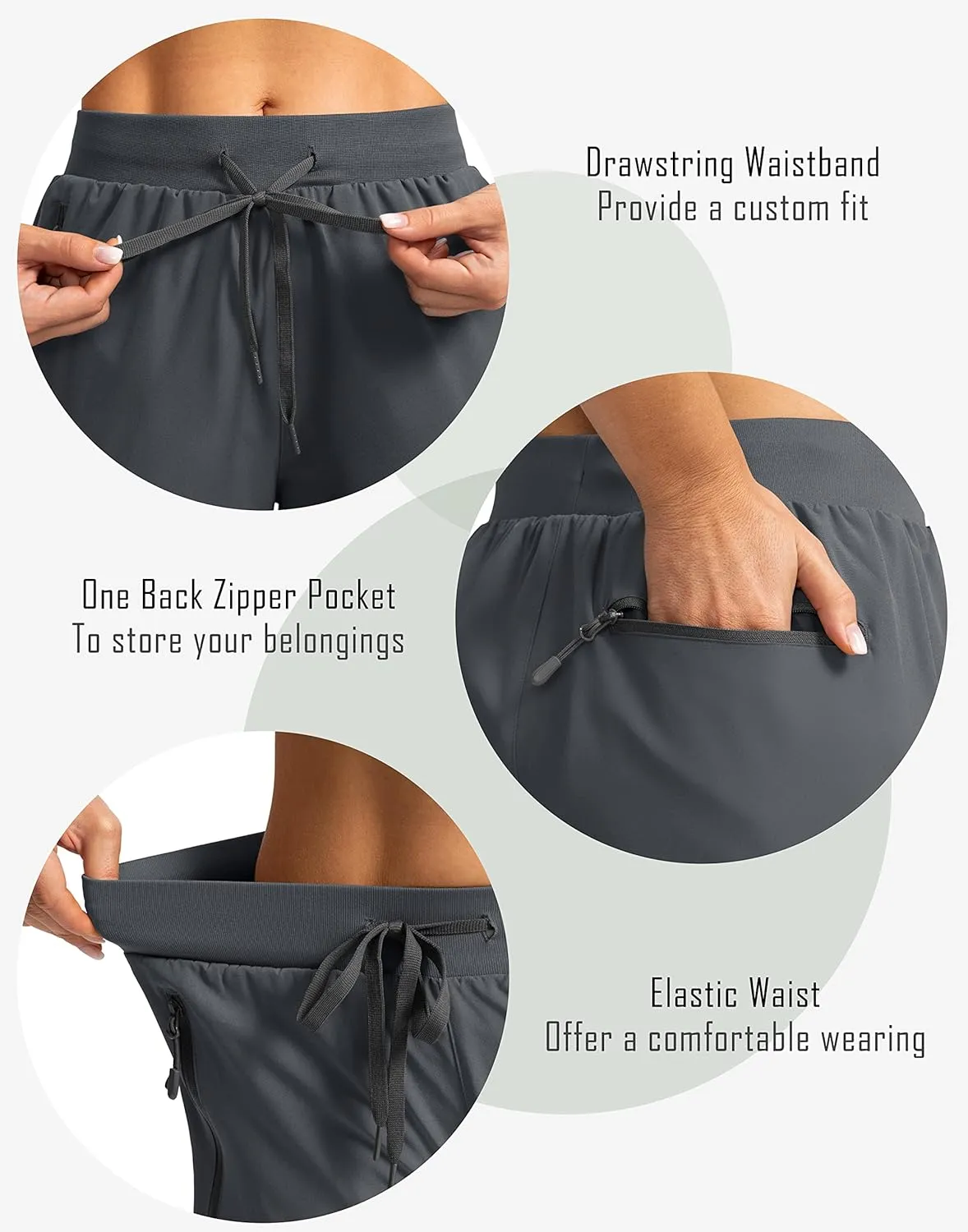 Soothfeel Women's 9" Hiking Cargo Shorts with 5 Pockets Quick Dry Summer Athletic Golf Bermuda Long Shorts for Women Casual