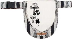 Soul Flower Retro Mushrooms Canvas Hip Bag, Hippie Fanny Pack Natural