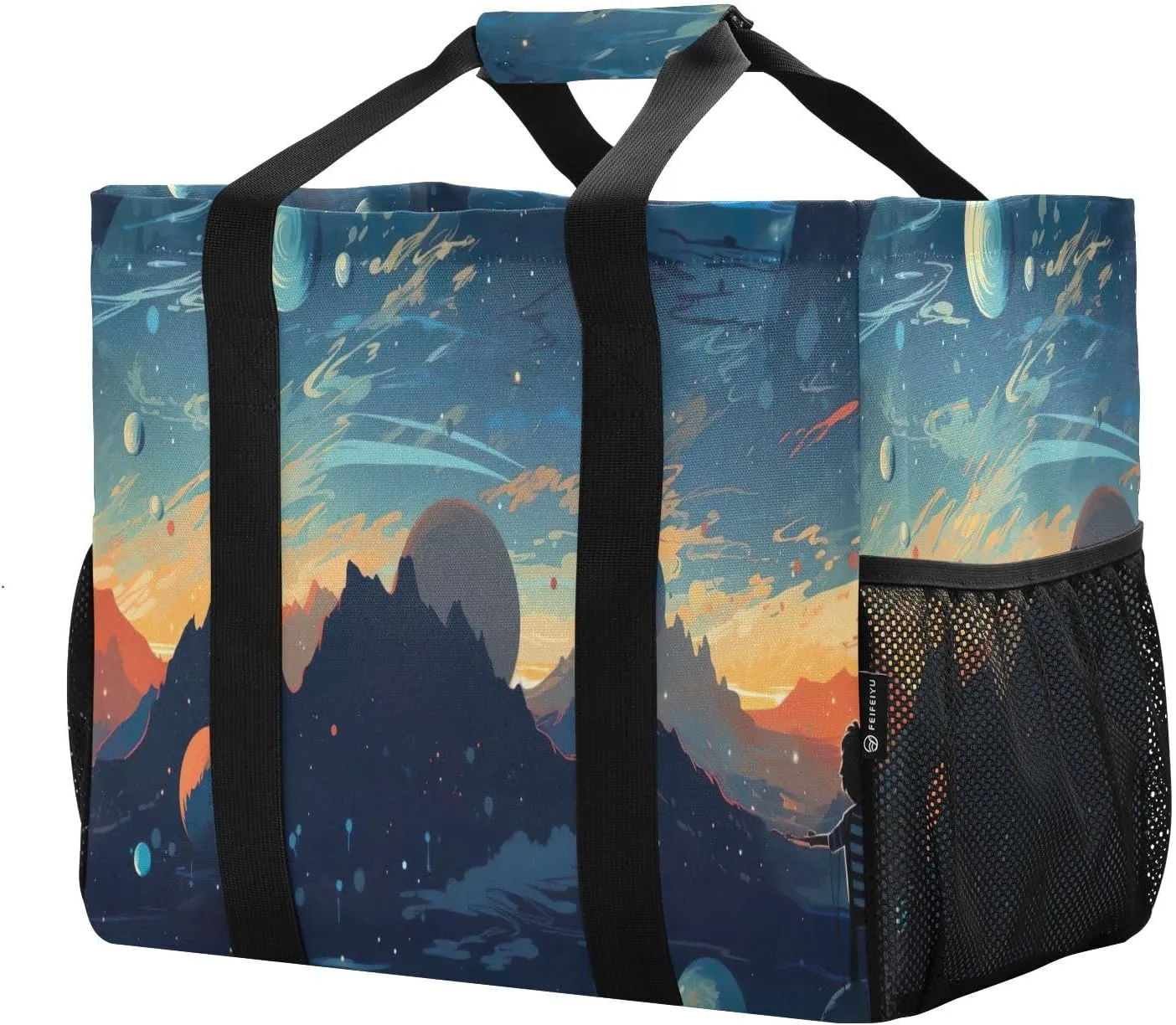 Space Planet Foldable Travel Duffel Bag for Men Women Waterproof Weekender Overnight Carry On Tote Bag with Comfortable Handle Luggage Bag for Airplane Sport Hospital Business Trips