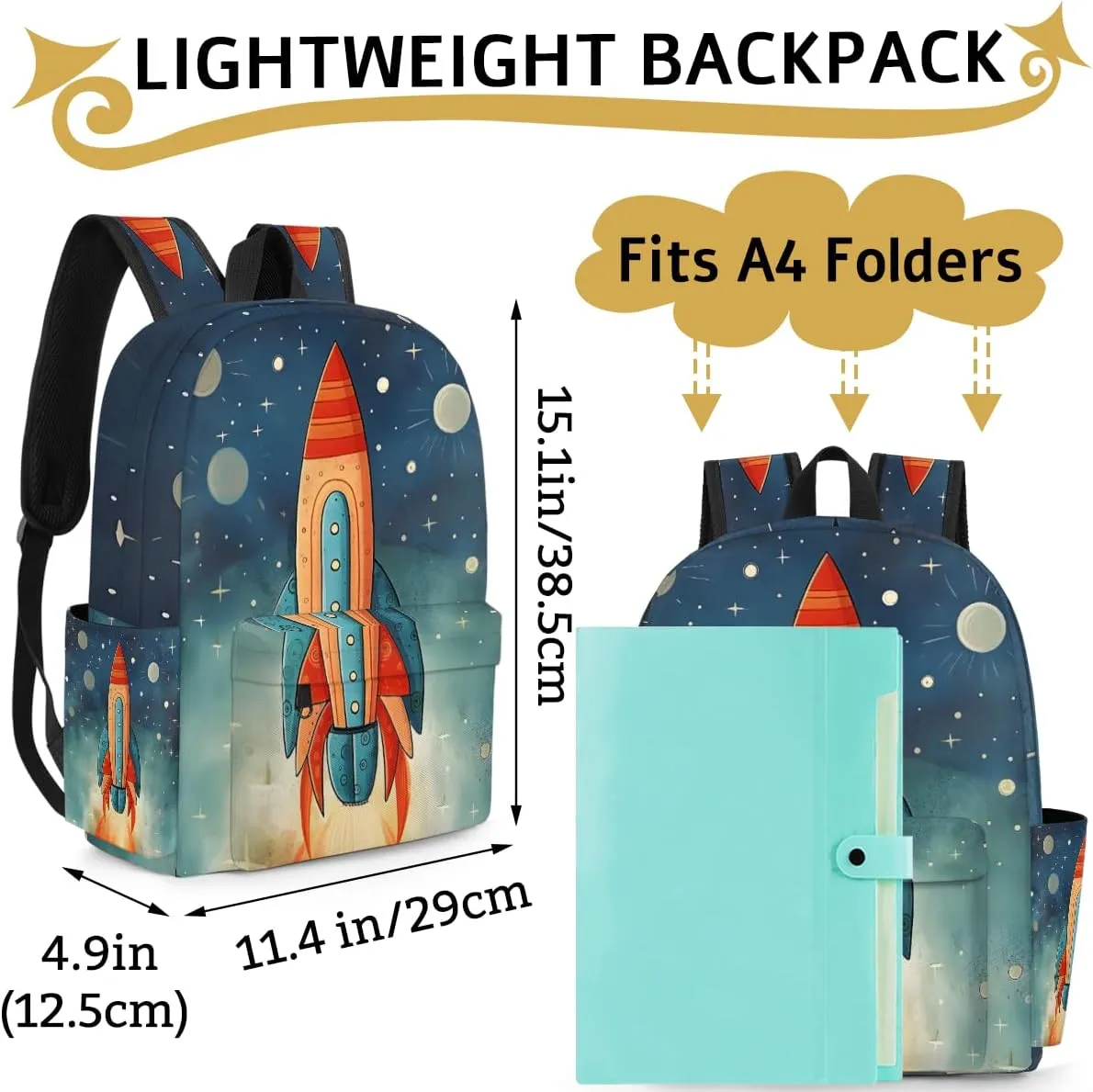 Space Rocket Kids Backpack for Boys Girls Galaxy Planet Preschool Toddler Backpack Kindergarten Nursery Bookbag Travel Children Lightweight School Bag