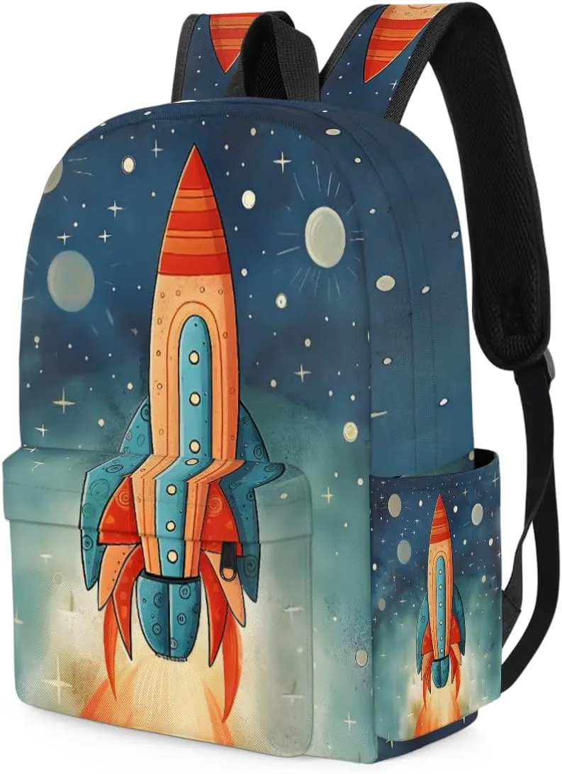 Space Rocket Kids Backpack for Boys Girls Galaxy Planet Preschool Toddler Backpack Kindergarten Nursery Bookbag Travel Children Lightweight School Bag