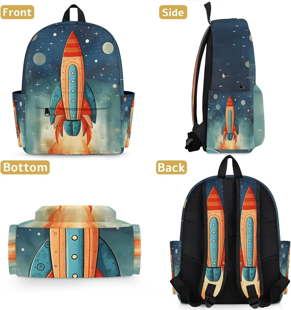 Space Rocket Kids Backpack for Boys Girls Galaxy Planet Preschool Toddler Backpack Kindergarten Nursery Bookbag Travel Children Lightweight School Bag