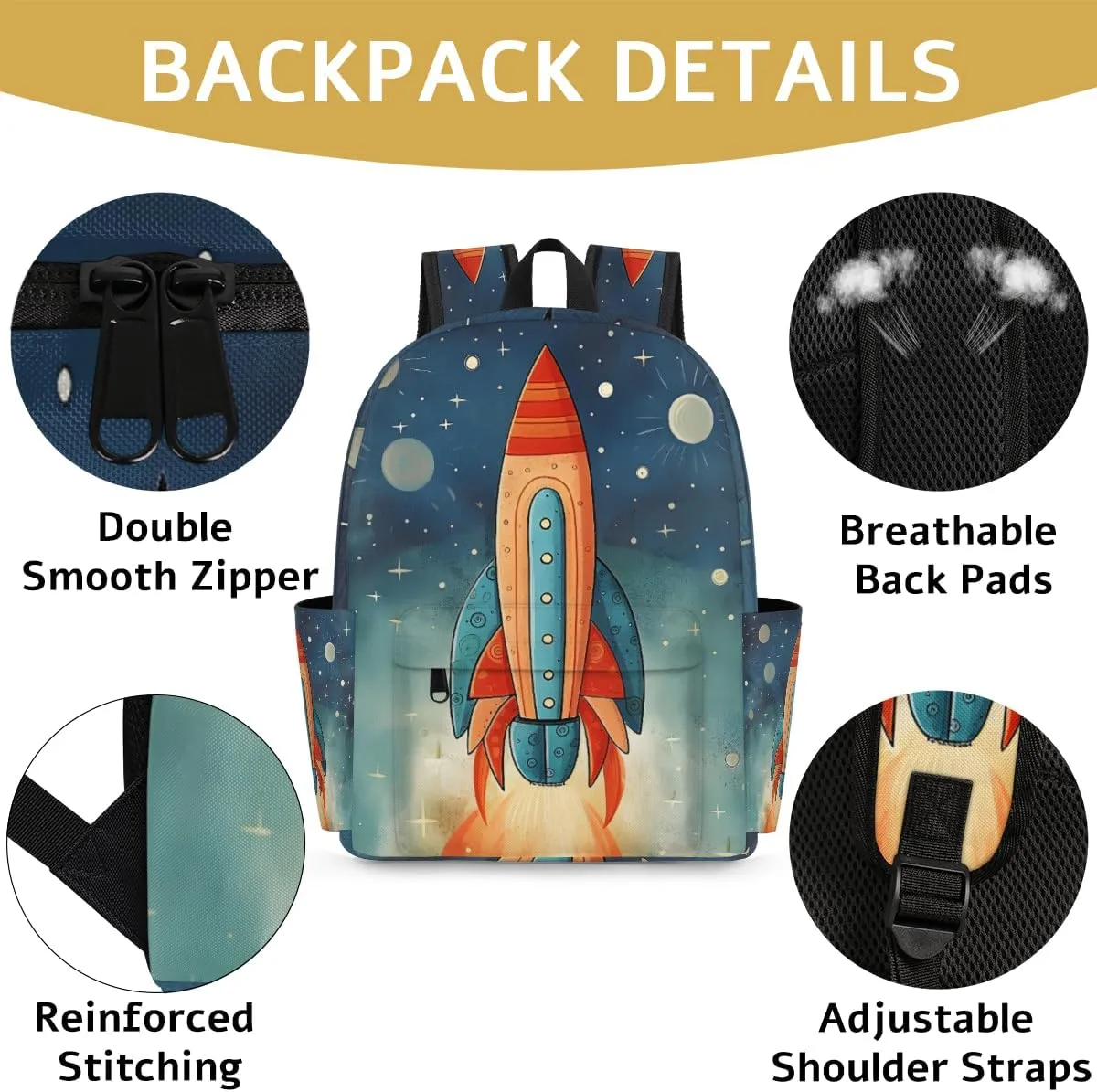 Space Rocket Kids Backpack for Boys Girls Galaxy Planet Preschool Toddler Backpack Kindergarten Nursery Bookbag Travel Children Lightweight School Bag