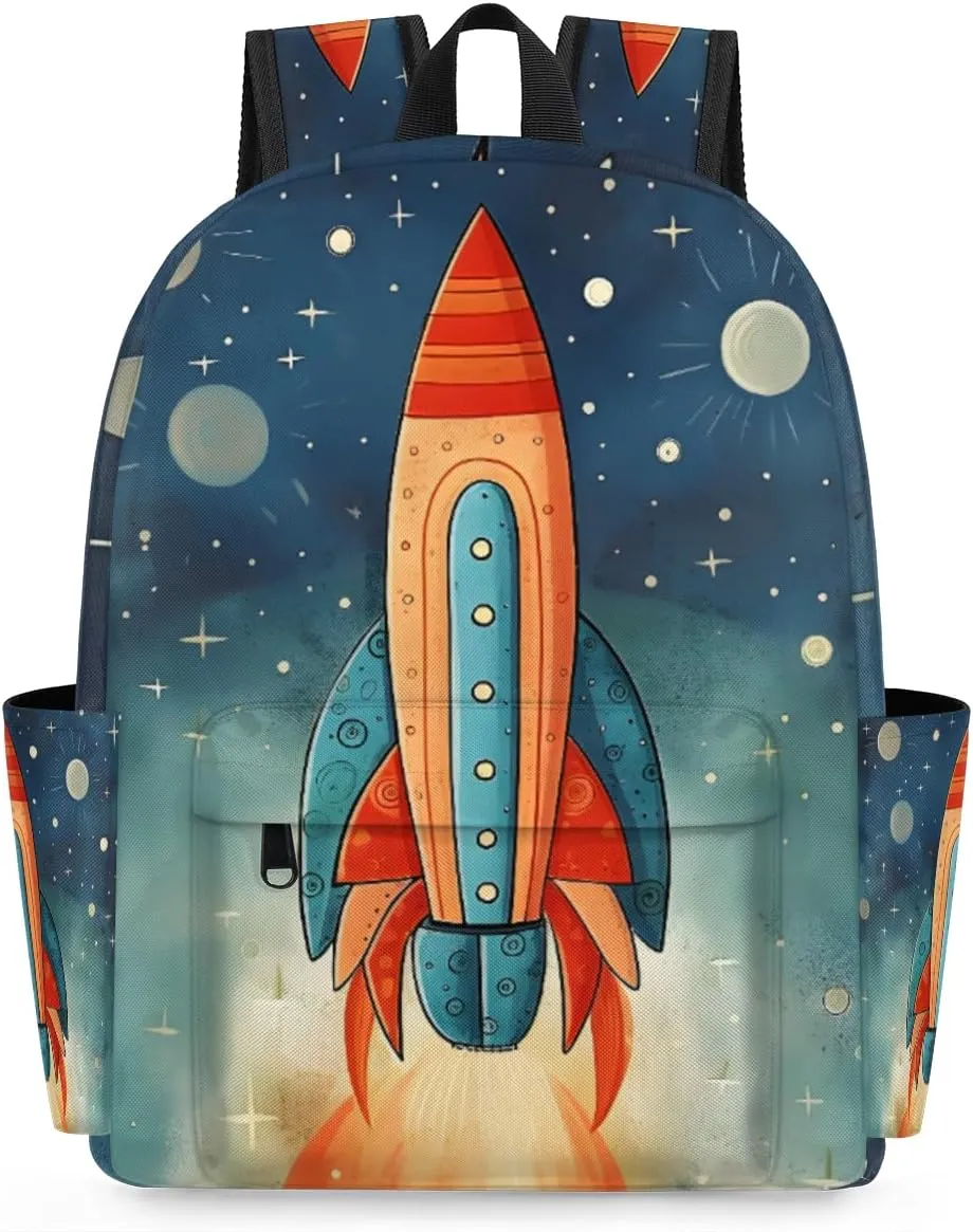 Space Rocket Kids Backpack for Boys Girls Galaxy Planet Preschool Toddler Backpack Kindergarten Nursery Bookbag Travel Children Lightweight School Bag