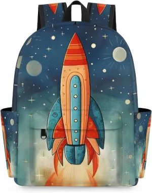 Space Rocket Kids Backpack for Boys Girls Galaxy Planet Preschool Toddler Backpack Kindergarten Nursery Bookbag Travel Children Lightweight School Bag