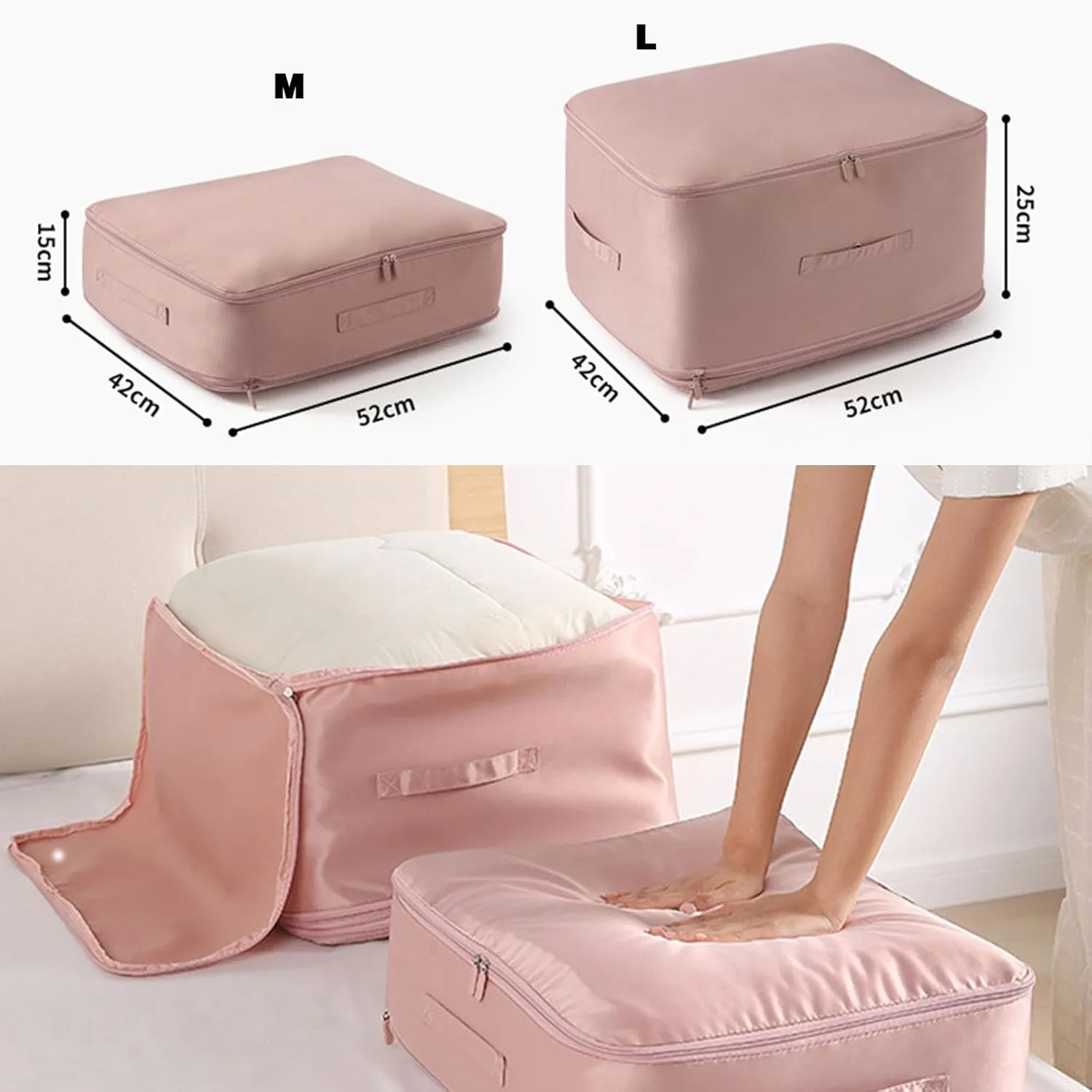 Space Saving Self Compression Organizer, Propositiony Ultra Space Saving Self Compression Organizer, Heavy Duty Moving Bags, Propositiony Organizer for Space Saving (Beige,L)