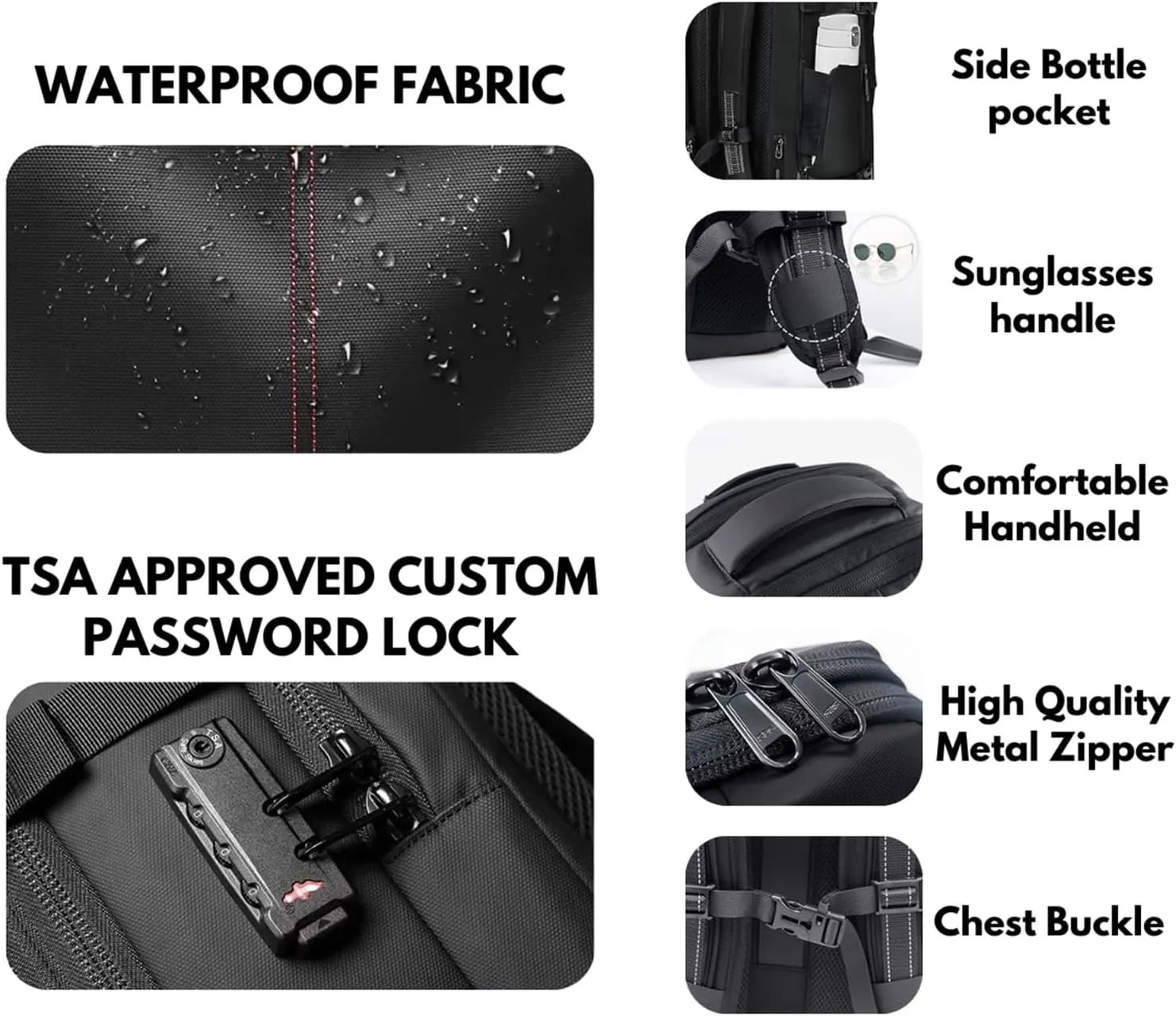 Spacevac Classic, Spacevac Pro Backpack, Personal Item Travel Backpack Pro, Carry on Bag, Water Resistant and Anti Theft, Ideal for Travel and Camping (Black)