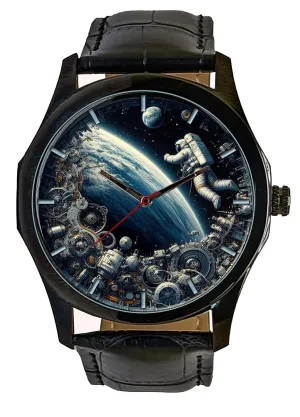 Spacewalk in Earth Orbit Beautiful Colors Astronaut Art Solid Brass Collectible Steampunk Art Watch