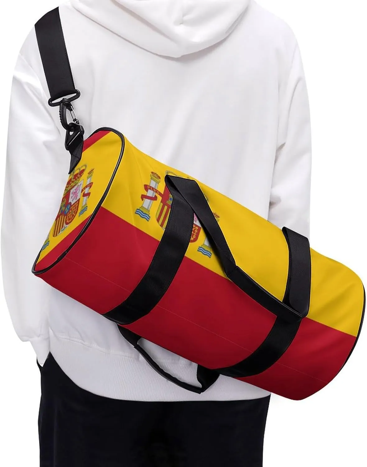 Spain Flag Waterproof Sports Duffel Bag with Dry Wet Separation for Gym Beach Travel
