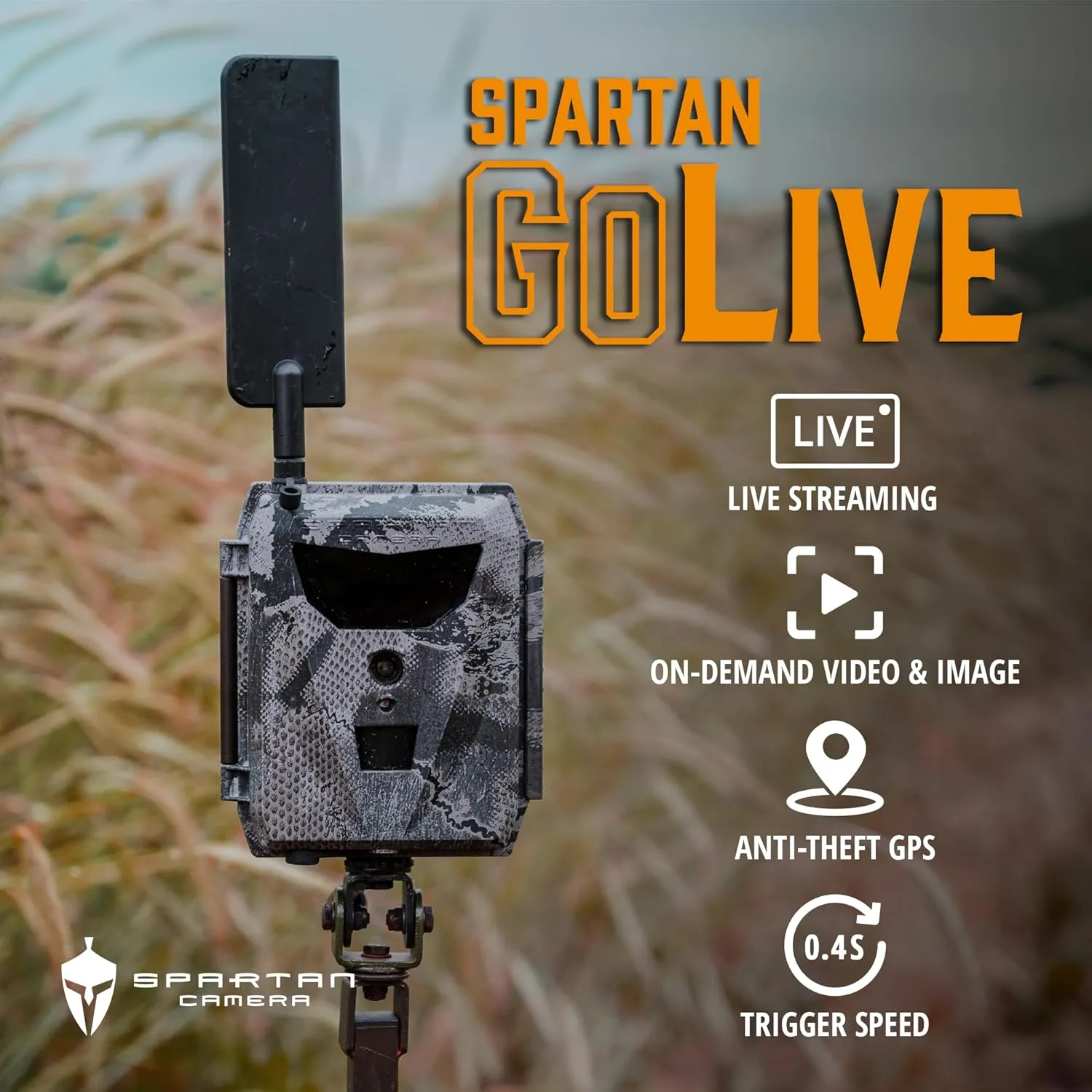 Spartan Camera GoLive 4G LTE Trail Camera, Free Roaming in US, Live-Streaming, Anti-Theft GPS, On-Demand Image&Video Capture,Real-time Updates,Built-in Lithium Battery,Blackout