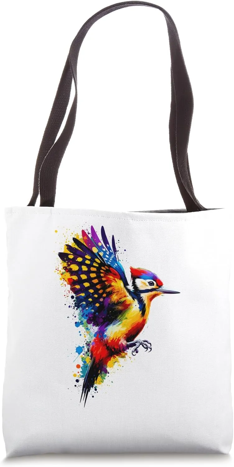 Splash Art Woodpecker Birdwatching Woodpeckers Tote Bag