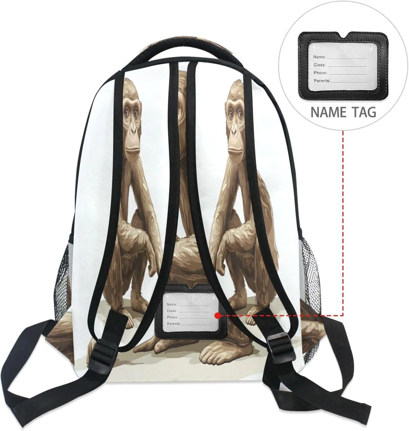 Sport Backpack for Men and Women Waterproof Stylish Travel Bags with Chest Strap Gift Men & Women Cartoon Rhinopithecus White