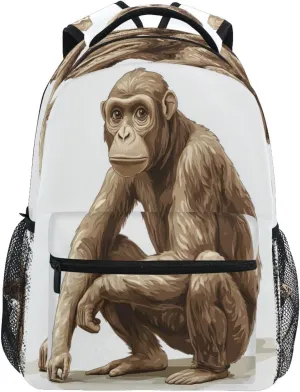 Sport Backpack for Men and Women Waterproof Stylish Travel Bags with Chest Strap Gift Men & Women Cartoon Rhinopithecus White