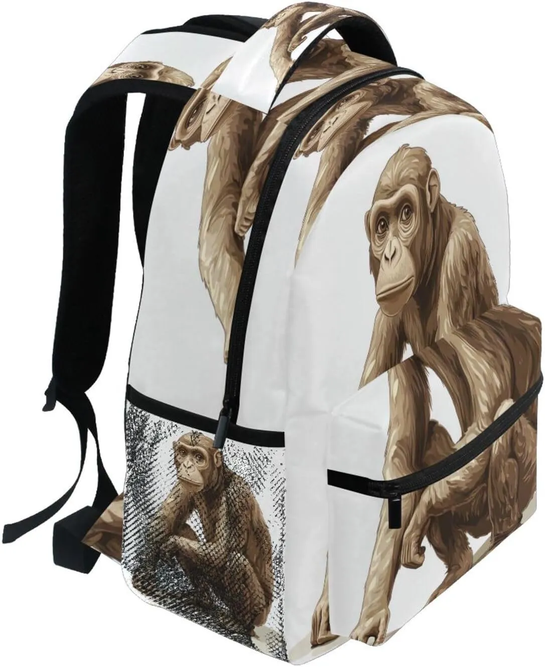 Sport Backpack for Men and Women Waterproof Stylish Travel Bags with Chest Strap Gift Men & Women Cartoon Rhinopithecus White