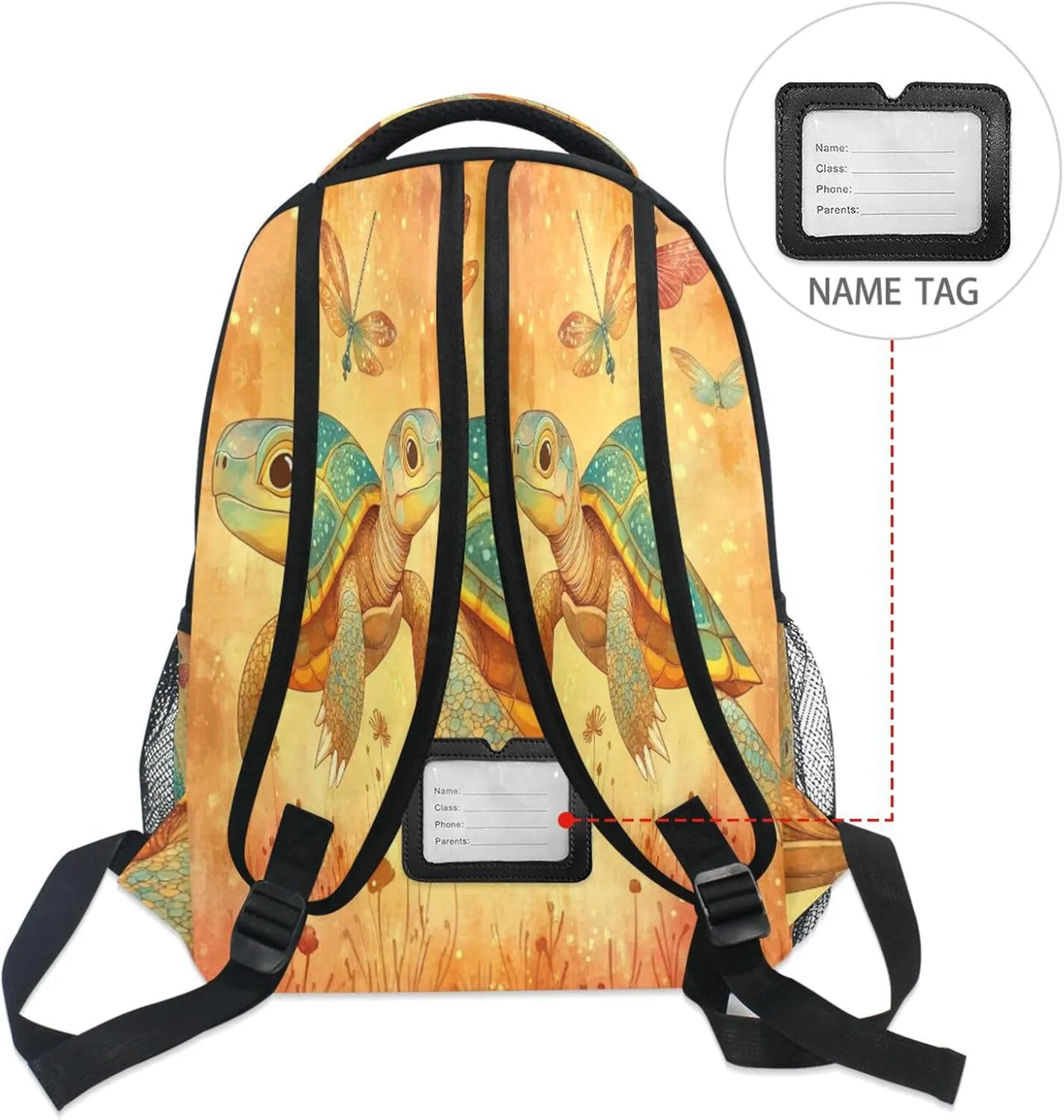 Sport Backpack for Teenager Waterproof Travel Laptop Backpack with Chest Strap Gift Men & Women Cartoon Water Turtle Reptile Terracotta