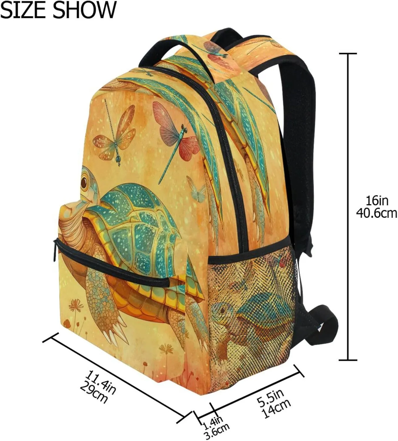 Sport Backpack for Teenager Waterproof Travel Laptop Backpack with Chest Strap Gift Men & Women Cartoon Water Turtle Reptile Terracotta