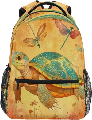 Sport Backpack for Teenager Waterproof Travel Laptop Backpack with Chest Strap Gift Men & Women Cartoon Water Turtle Reptile Terracotta