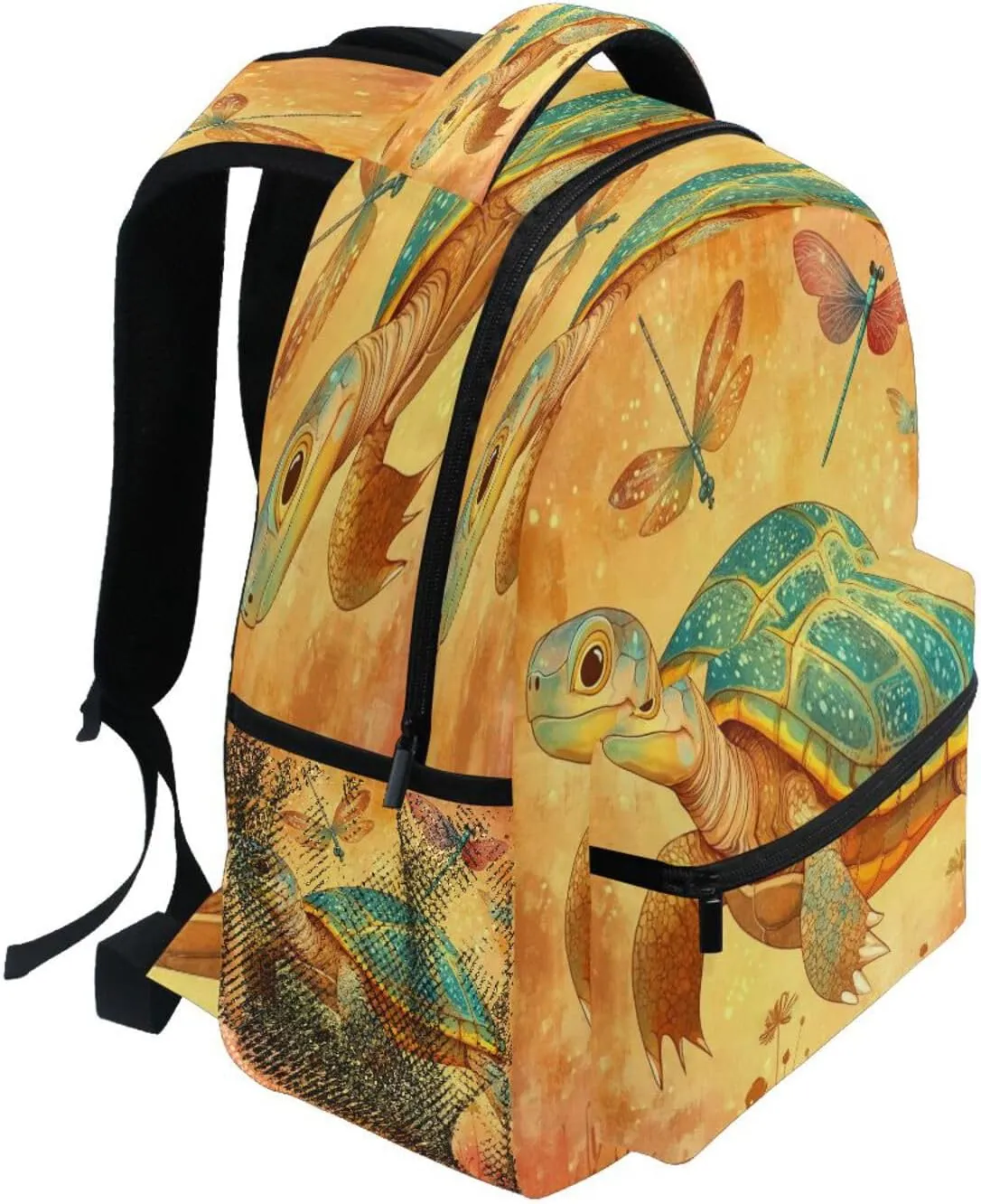 Sport Backpack for Teenager Waterproof Travel Laptop Backpack with Chest Strap Gift Men & Women Cartoon Water Turtle Reptile Terracotta