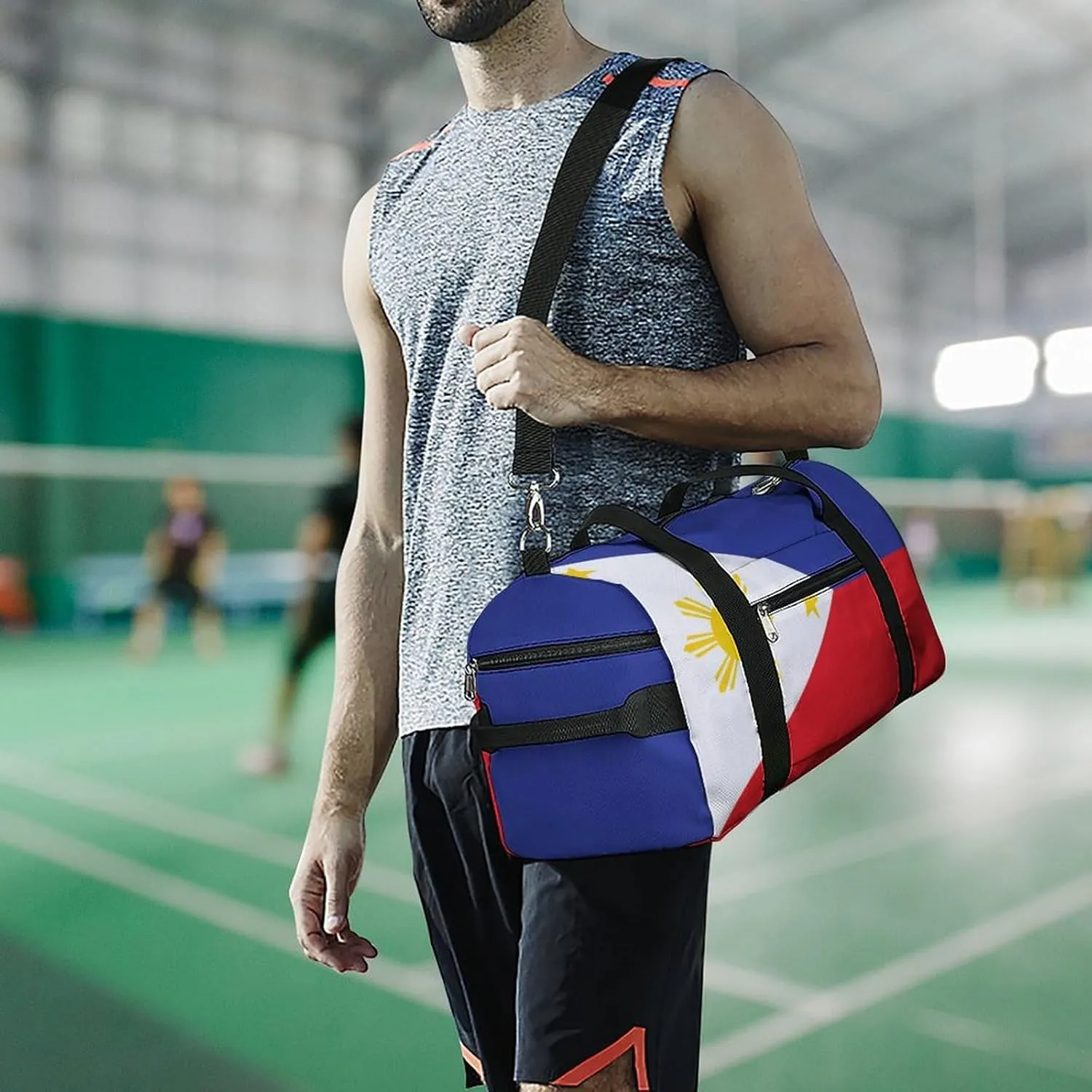 Sports Gym Bag Philippines Flag Duffel with Shoe Compartment Waterproof Travel Weekender