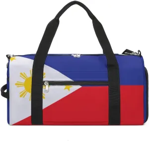 Sports Gym Bag Philippines Flag Duffel with Shoe Compartment Waterproof Travel Weekender