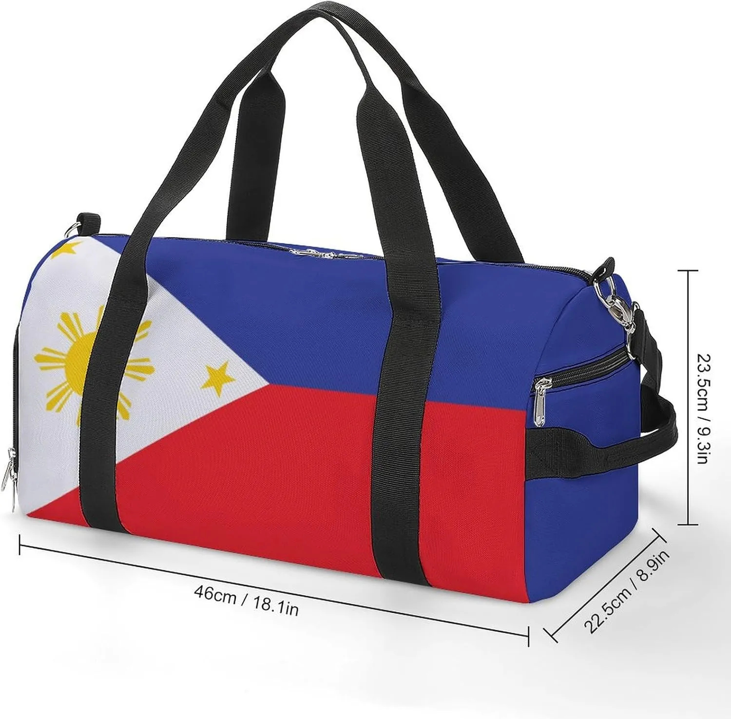Sports Gym Bag Philippines Flag Duffel with Shoe Compartment Waterproof Travel Weekender