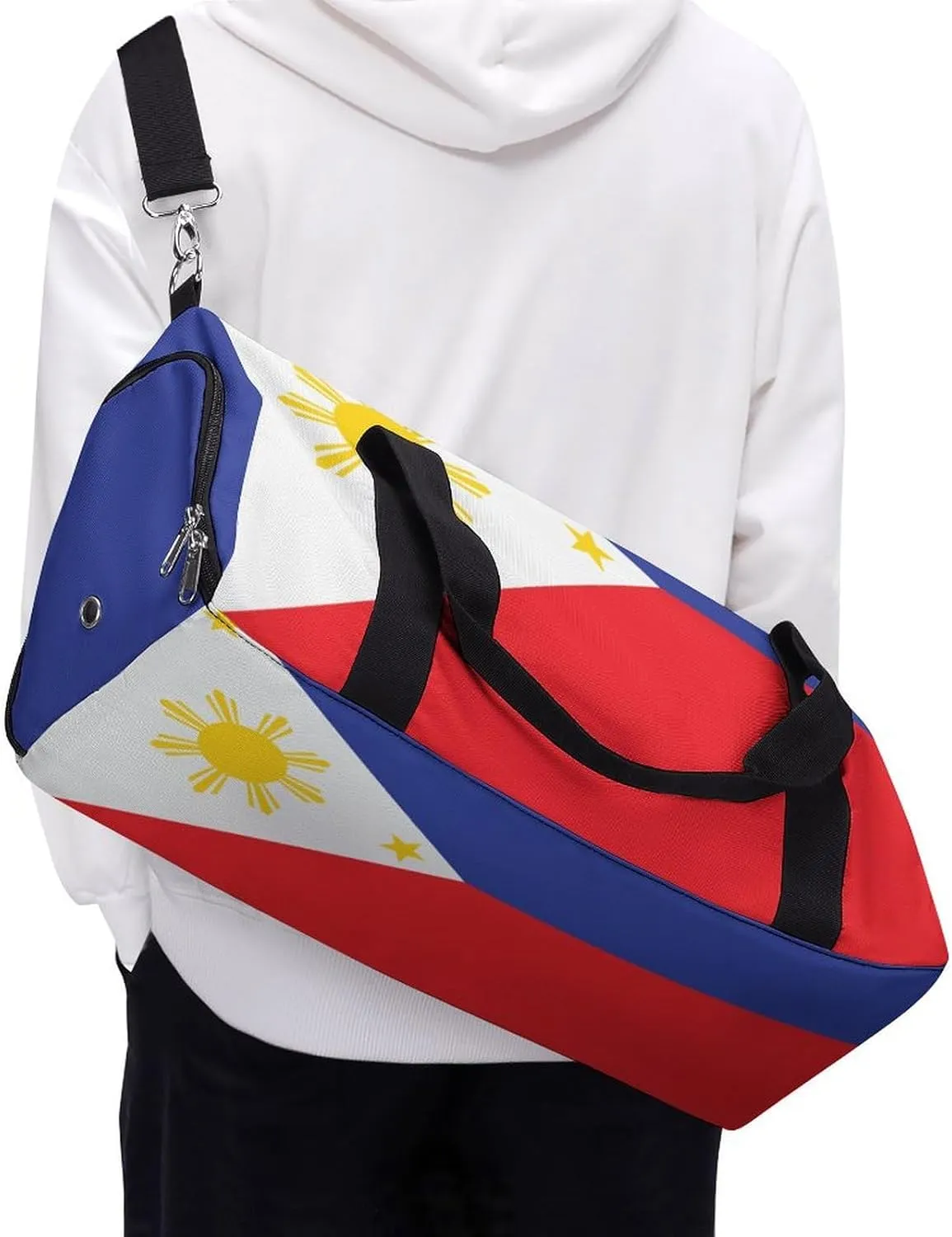 Sports Gym Bag Philippines Flag Duffel with Shoe Compartment Waterproof Travel Weekender
