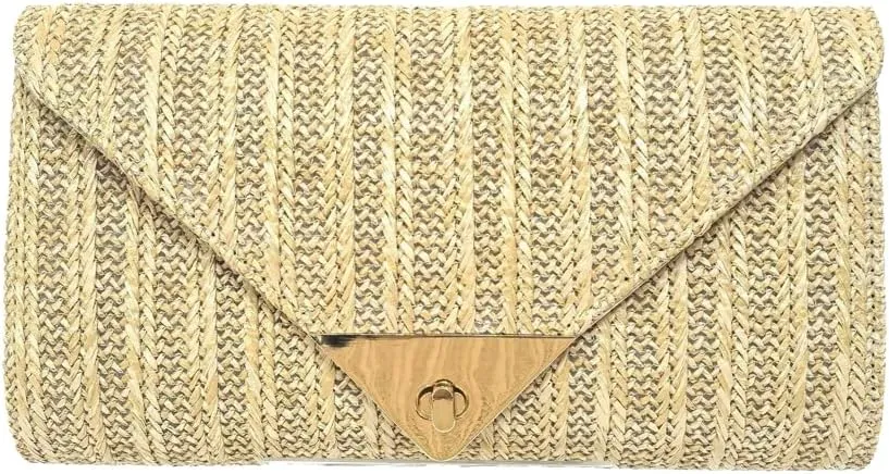 Spring-Summer 2025 Women's Straw Crossbody Bag – Minimalist Retro Clutch Purse, Boho Woven Handheld Shoulder Bag