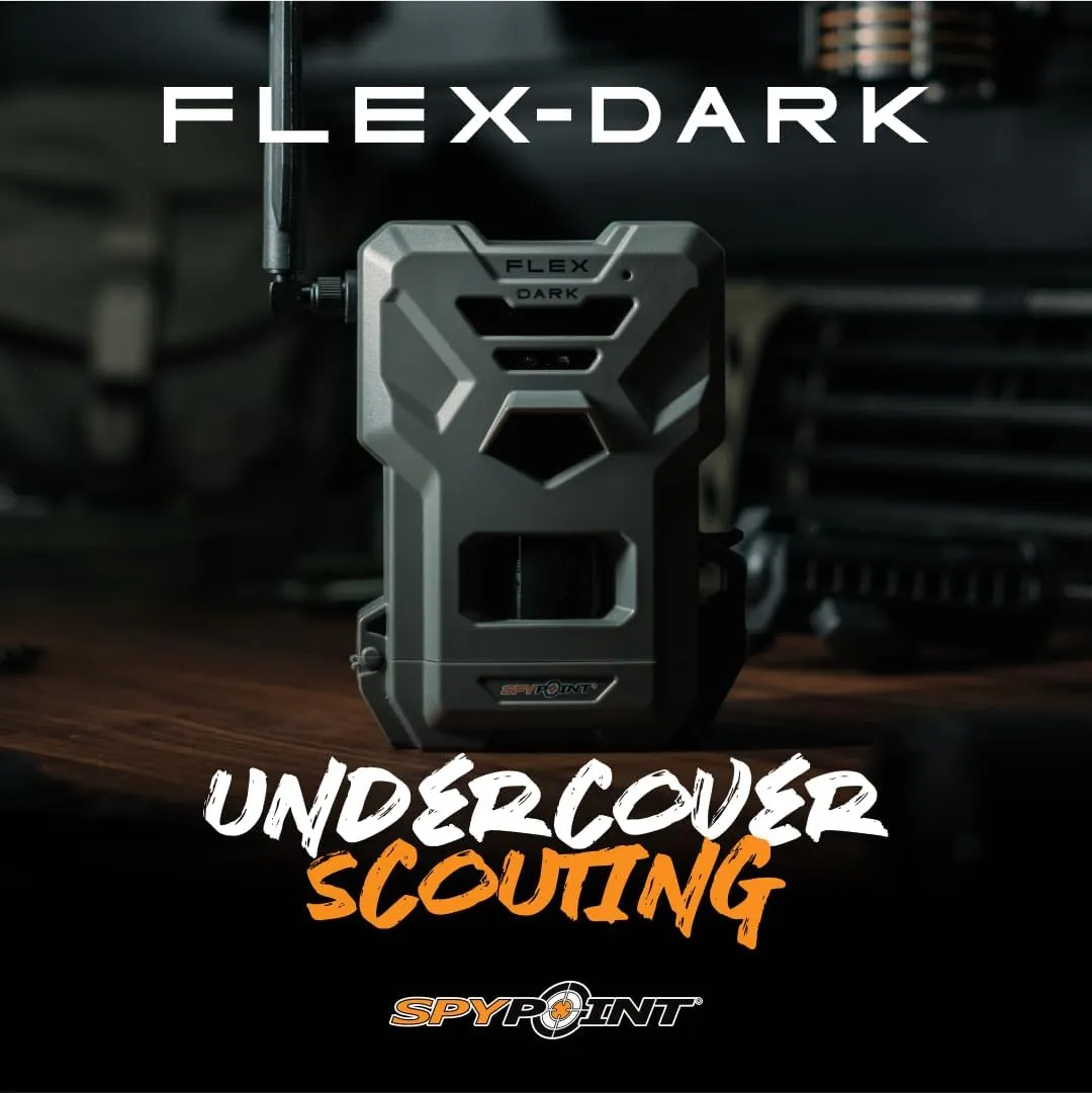 SPYPOINT Flex-Dark Starter Pack Cellular Trail Camera, 40MP Photos and 1080p Videos w/Sound, Double The Battery Capacity, GPS-Enabled, Dual-SIM LTE Connectivity, 100' Flash & Detection Range
