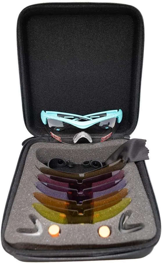SSP Eyewear Methow Kit, RX-Able Shooting Glasses, 6 Lenses with Teal Frames
