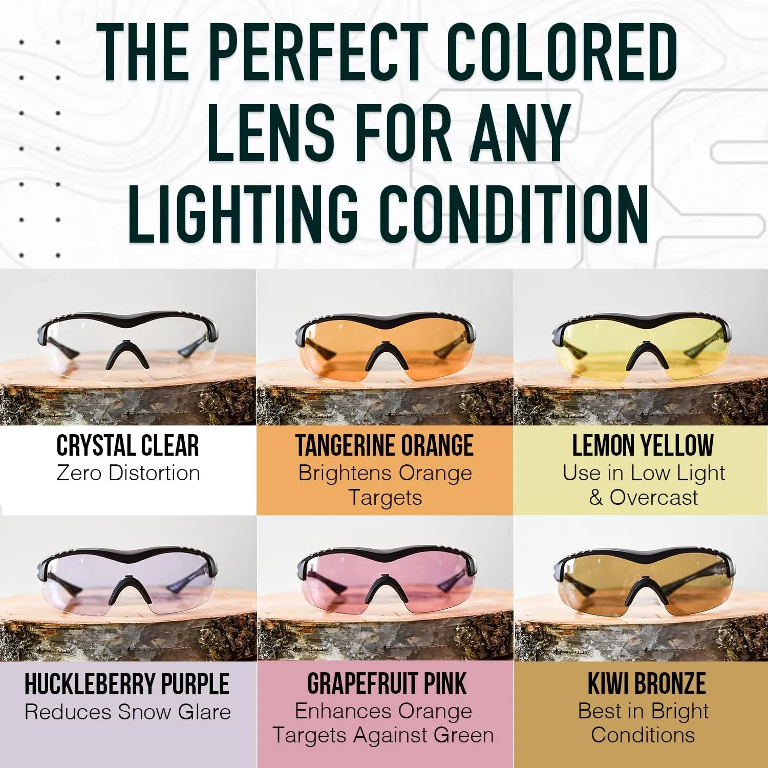 SSP Eyewear Methow Kit, RX-Able Shooting Glasses, 6 Lenses with Teal Frames