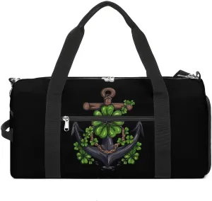 St Patricks Day Four Leaf Clover Boat Anchor Sports Gym Bag for Men Women Travel Duffel Bag with Shoulder Strap