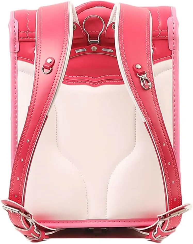 Star-Wind Randoseru backpack automatic school bag boys girls PU leather light weight Rain Cover, Pink