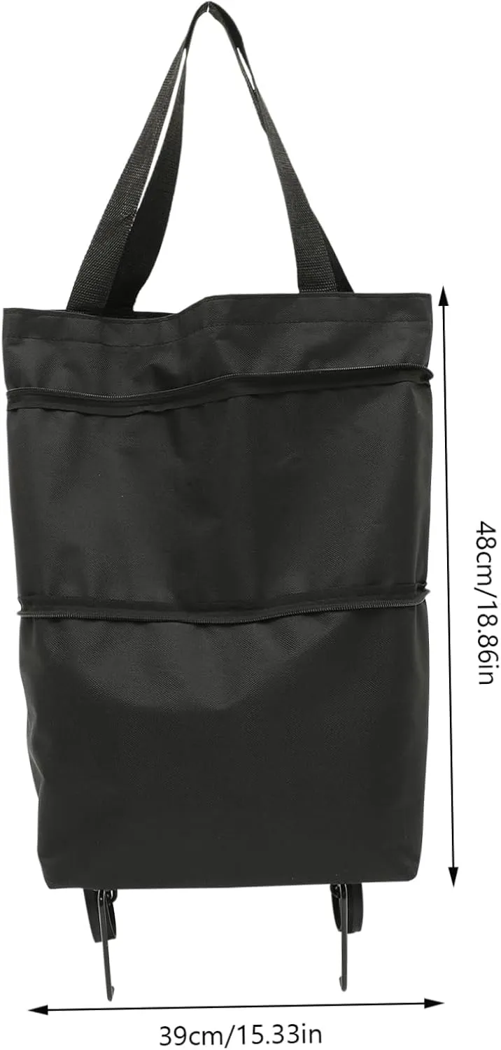 Storage Bag with Wheels Shopping Travel Bag on Wheels Tey Bags Cart Foldable Grocery Bag with Wheels