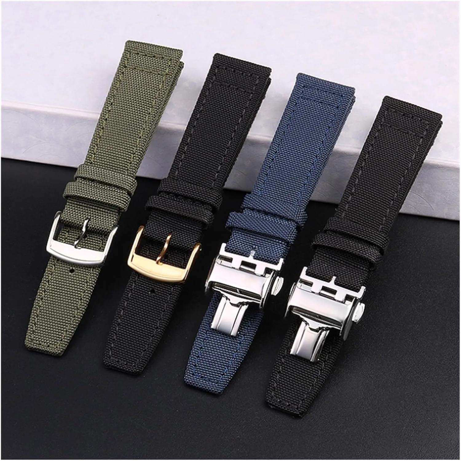 Strap, clasp, 20mm 21mm 22mm blue military green nylon canvas strap leather bracelet accessories