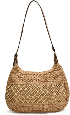 Straw Bags For Women, Summer Beach Tote Woven Shoulder Bag Vacation Handbags Large Straw Underarm Bag Purse Gifts