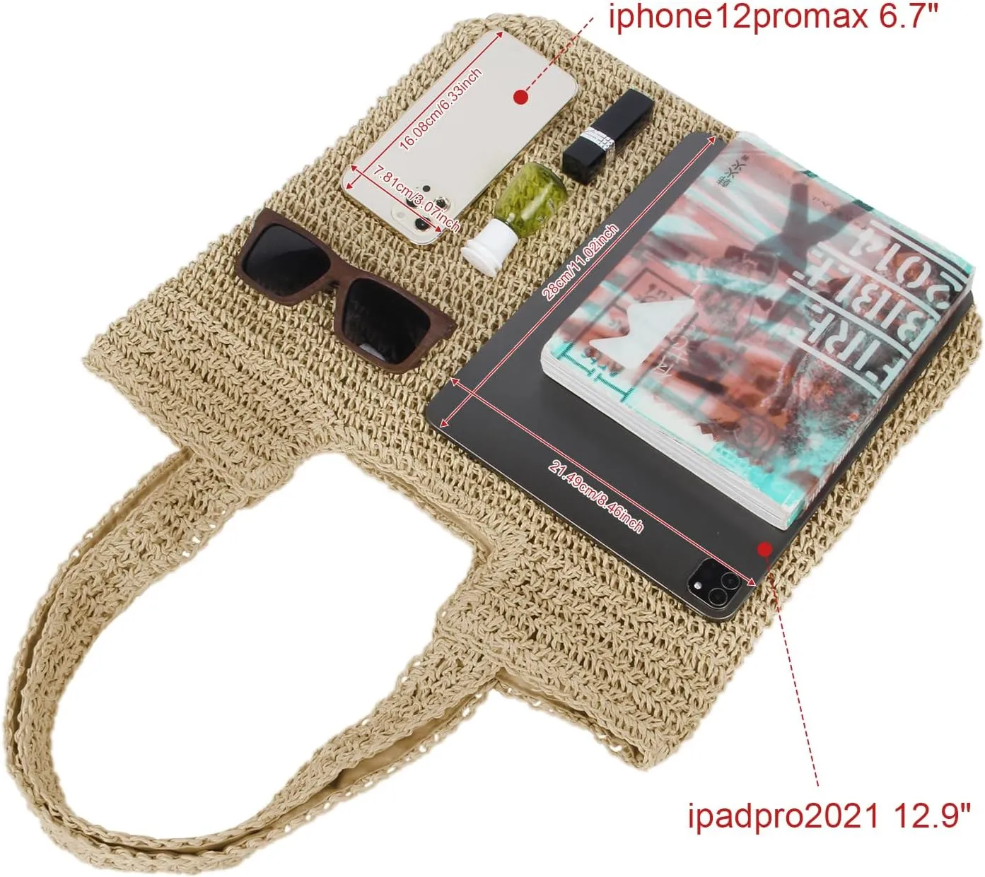 Straw Beach Bag for Women Summer Woven Tote Bag Shoulder Handbags